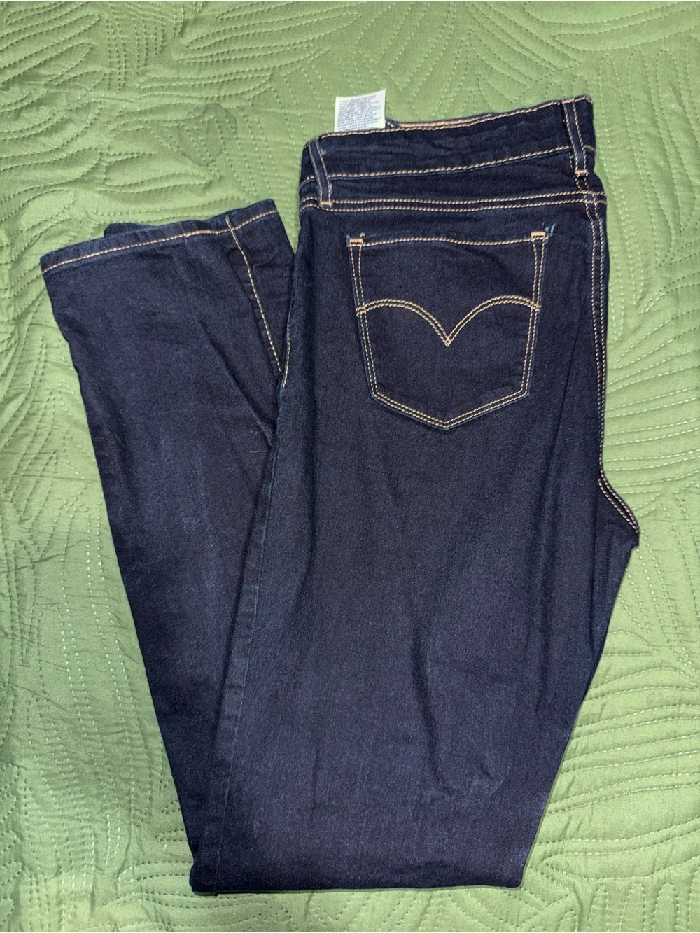 Levi's Dark Blue Straight Leg Jeans with Contrast Stitching